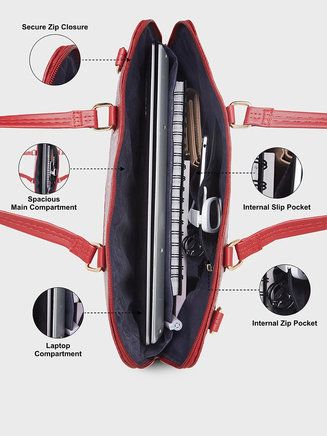 Caprese Flix Medium Maroon Laptop Bag - Image 7
