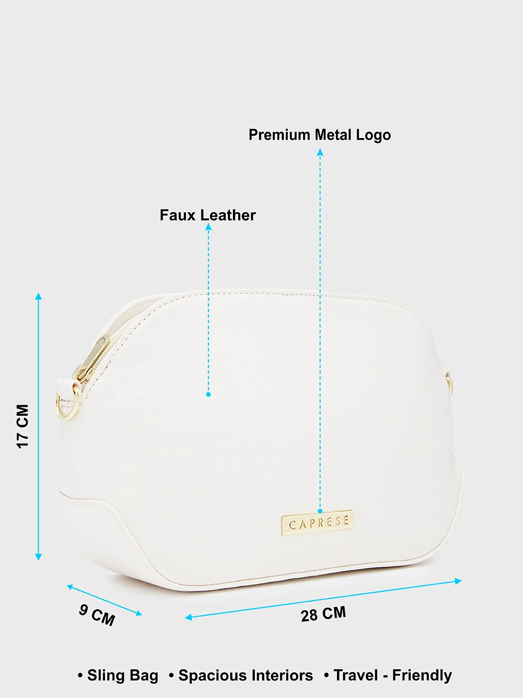 Caprese Flix Small Off White Sling Bag - Image 9
