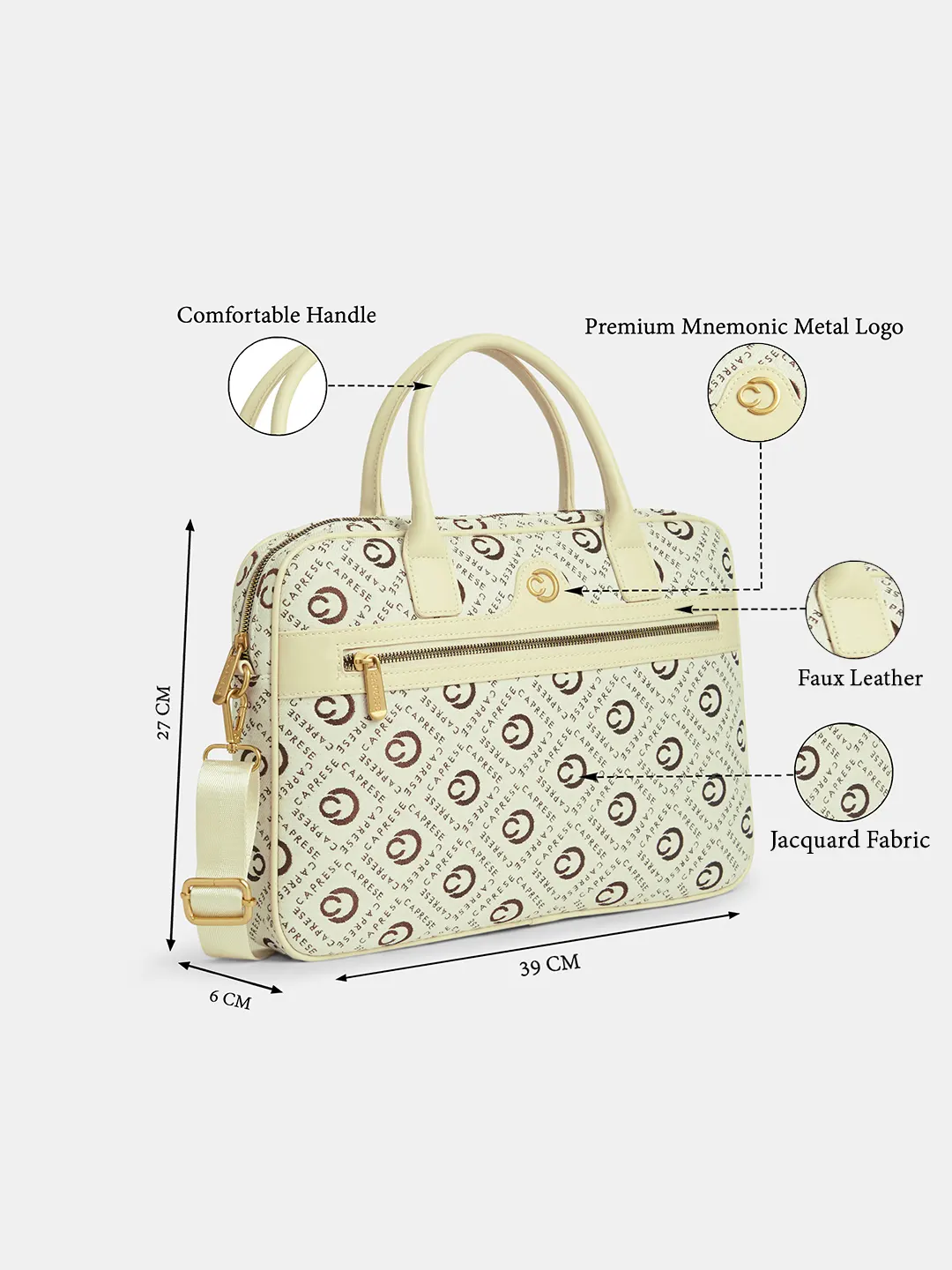 Caprese Florida Large Beige Laptop Sleeve - Image 8