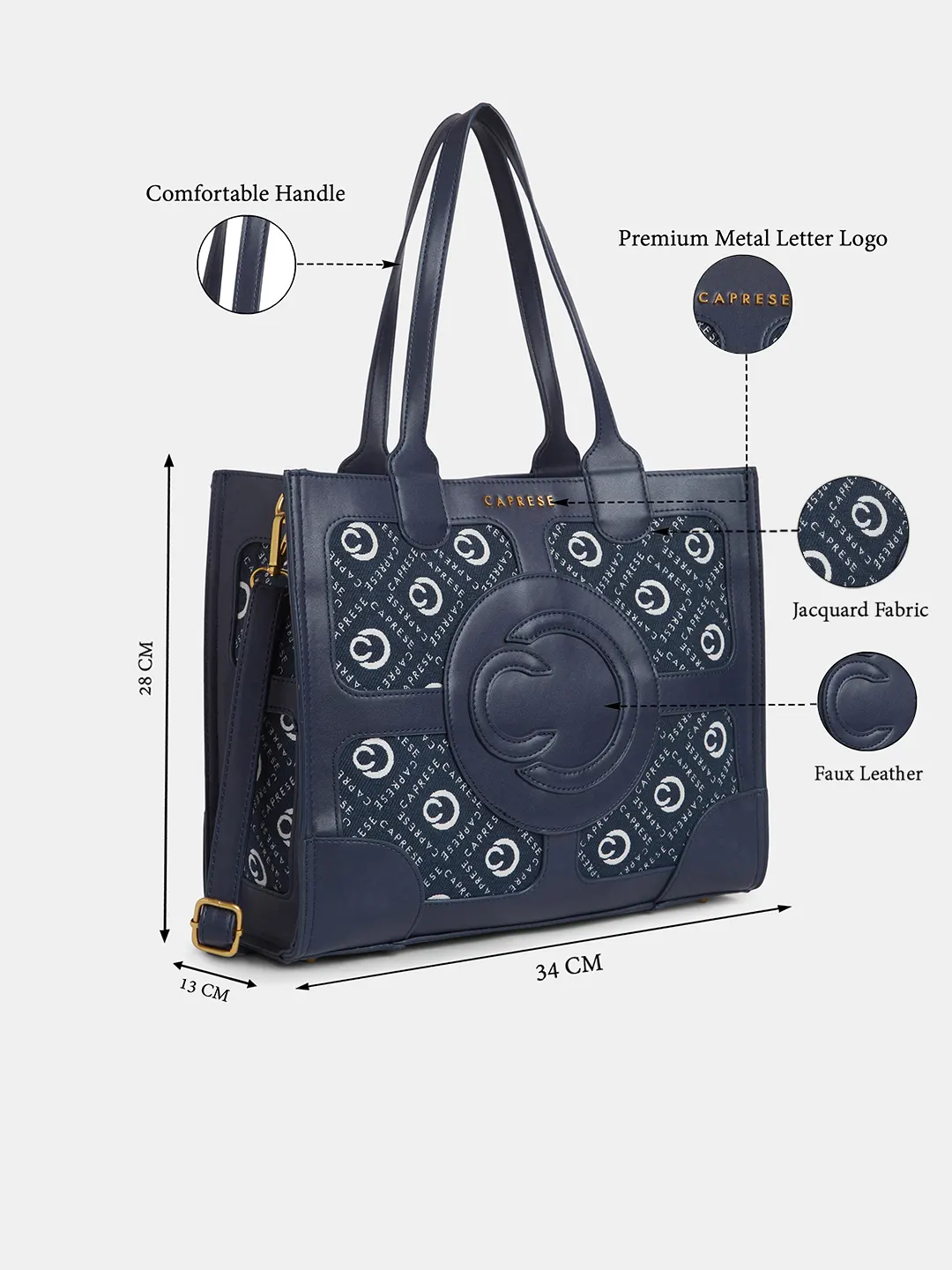 Caprese Florida Large Navy Tote Bag - Image 9