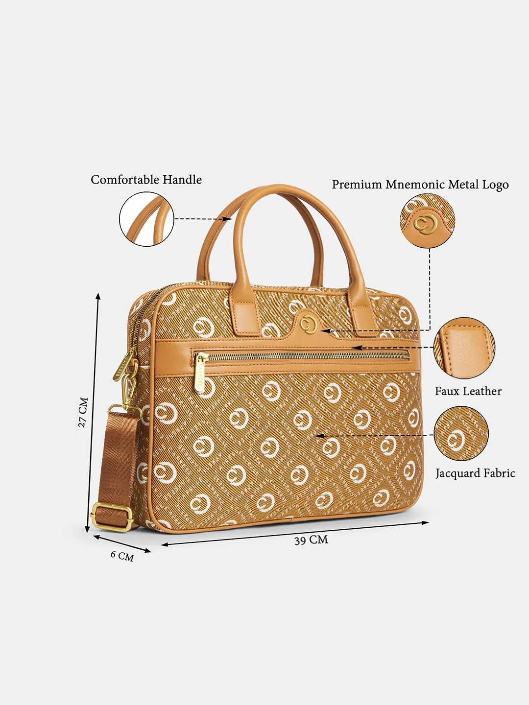 Caprese Florida Large Tan Laptop Sleeve - Image 9