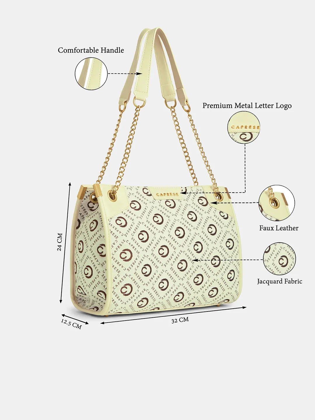 Caprese Florida Medium Beige Tote Bag - Image 9