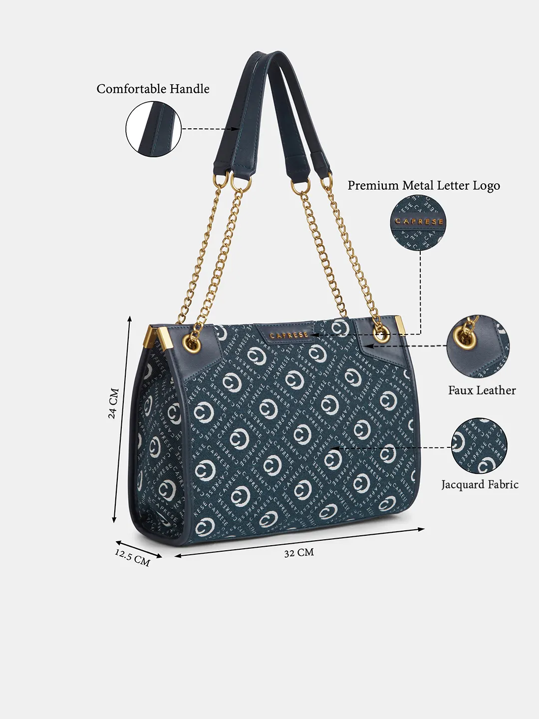 Caprese Florida Medium Navy Tote Bag - Image 9