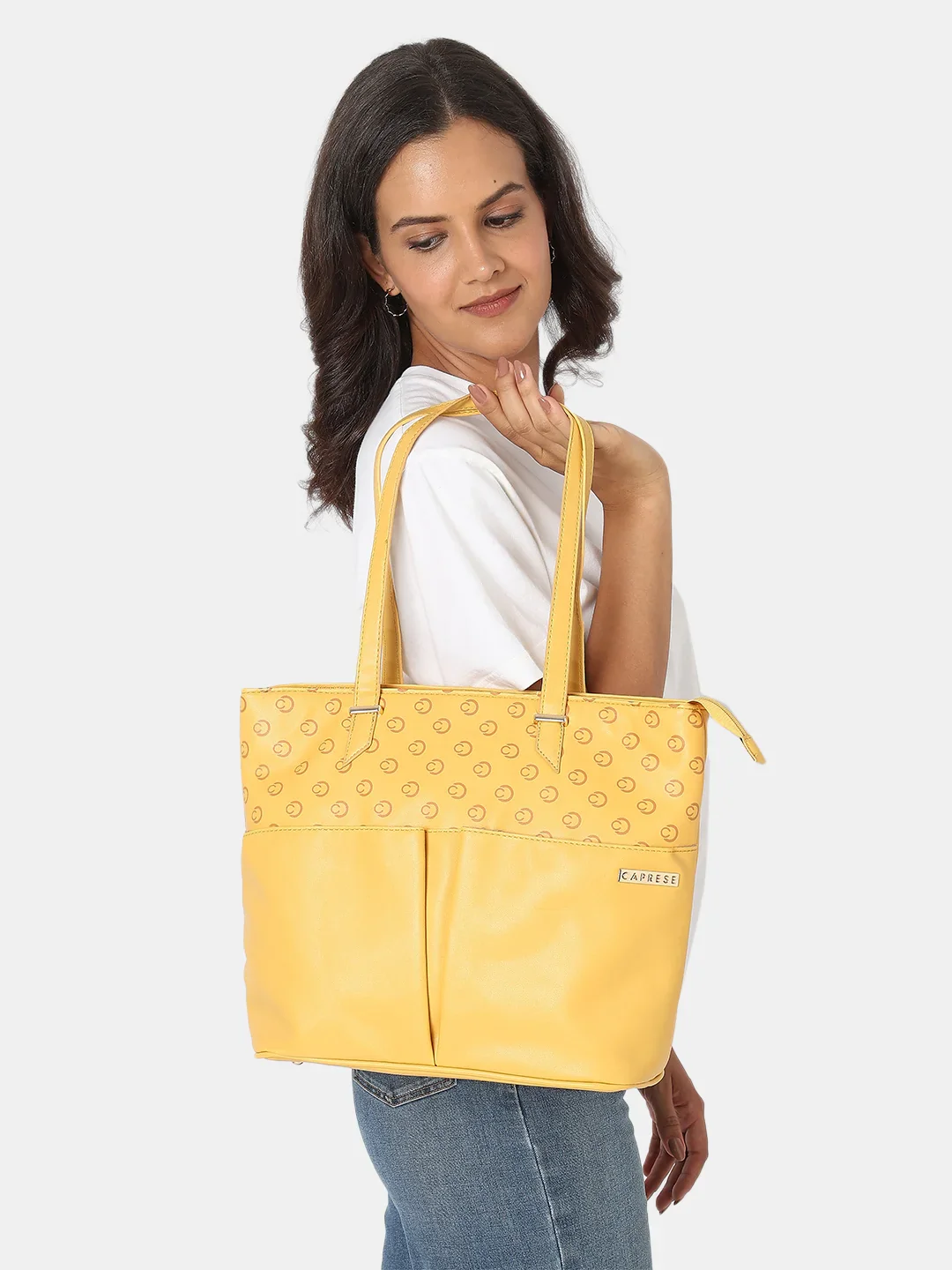 Caprese Freya Medium Yellow Tote Bag - Image 7