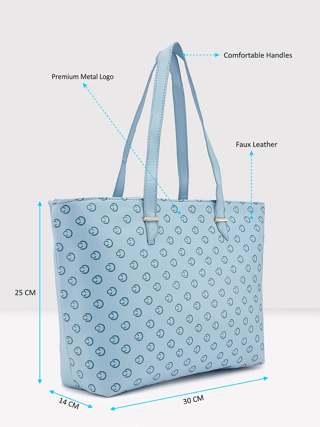 Caprese Freya Large Soft Blue Tote Bag - Image 6