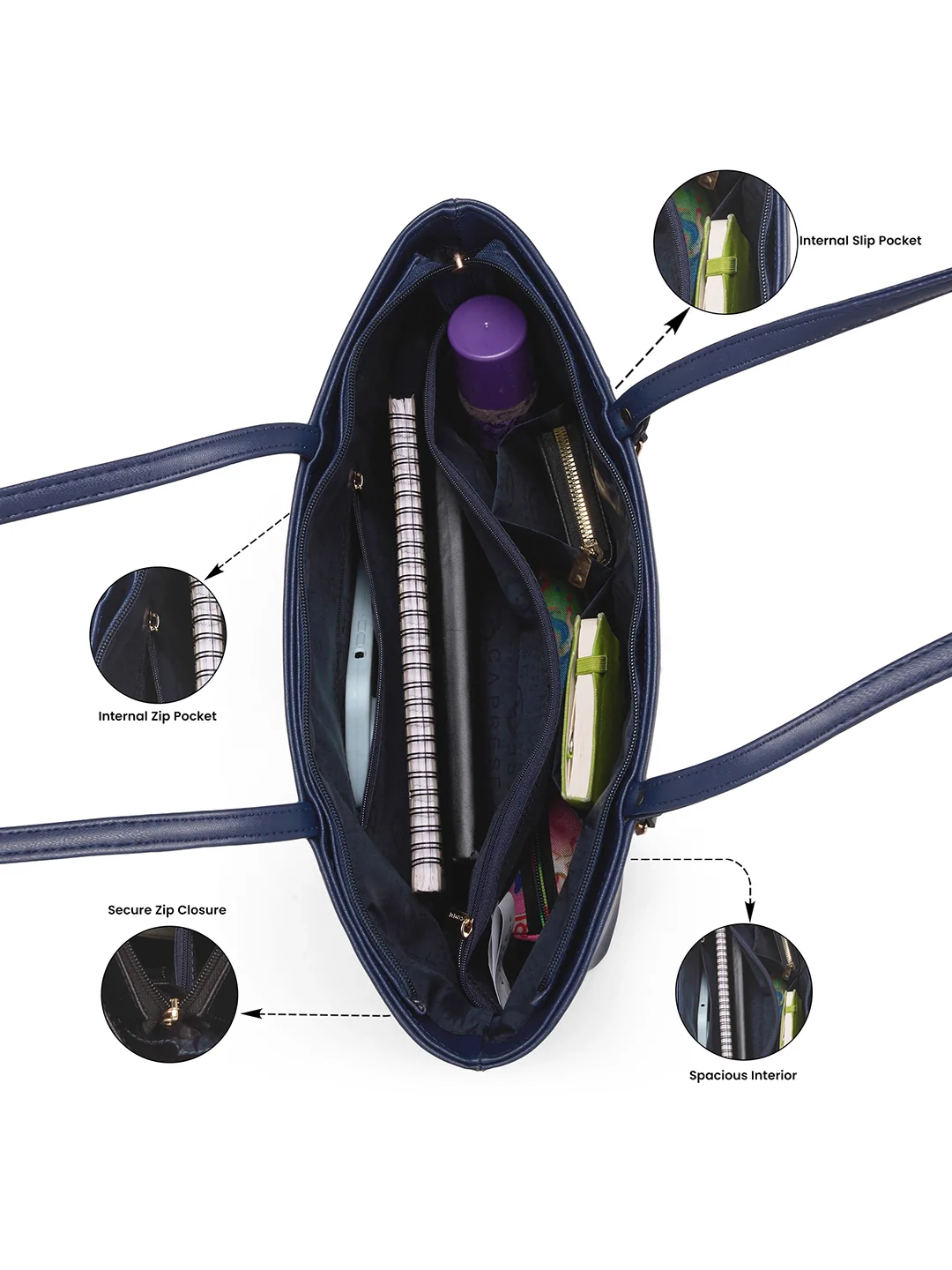 Caprese Gary Large Dark Blue Tote Bag - Image 7