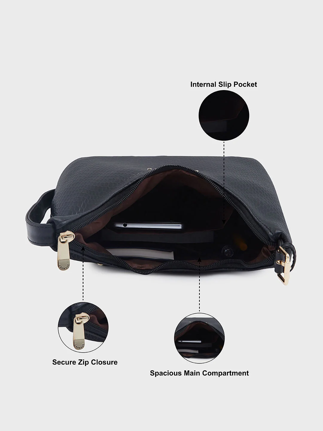 Caprese Gelina Medium Black Hobo Bag - Image 5