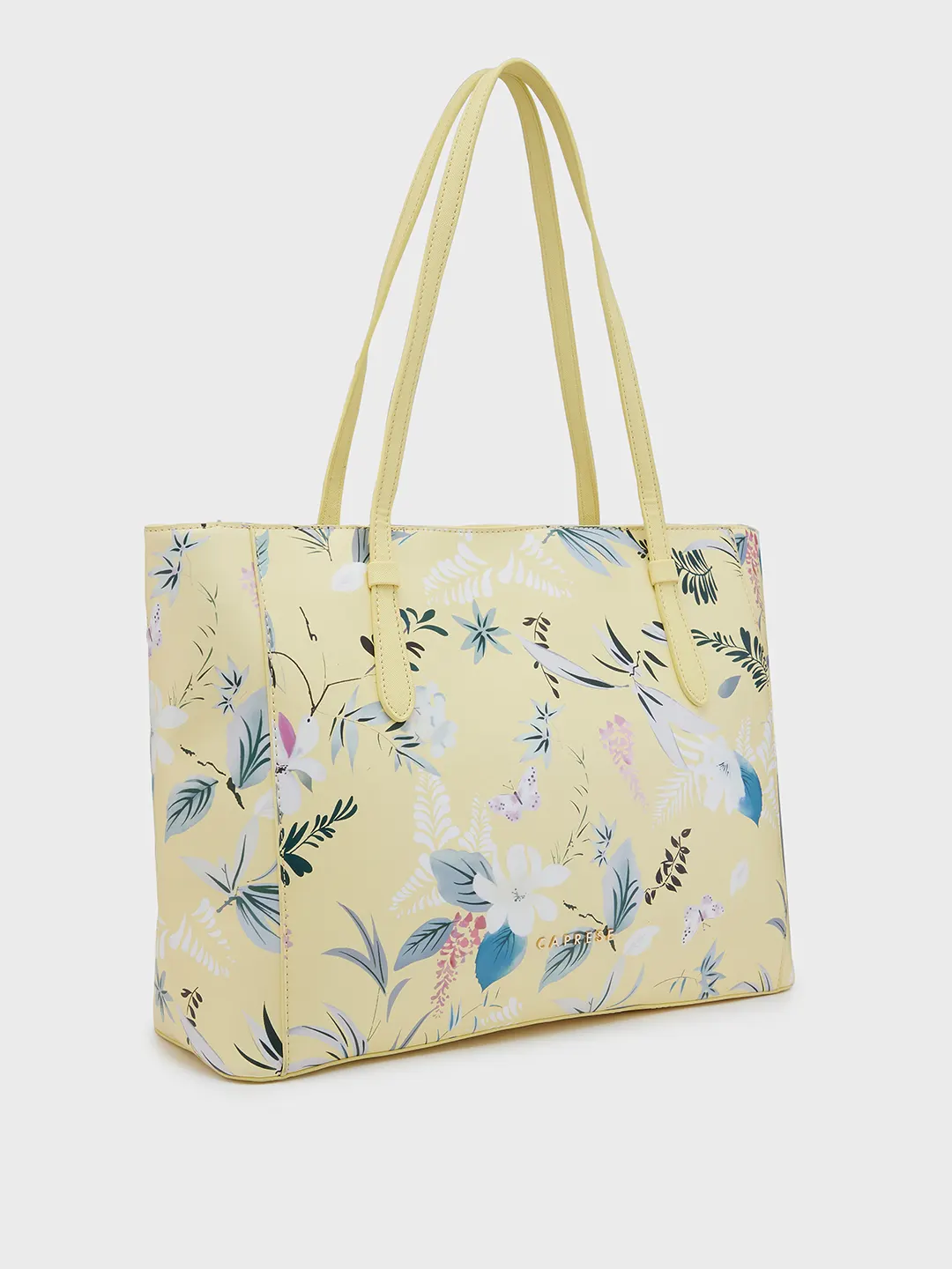 Caprese Gemma Floral Printed Large Yellow Tote Bag - Image 3