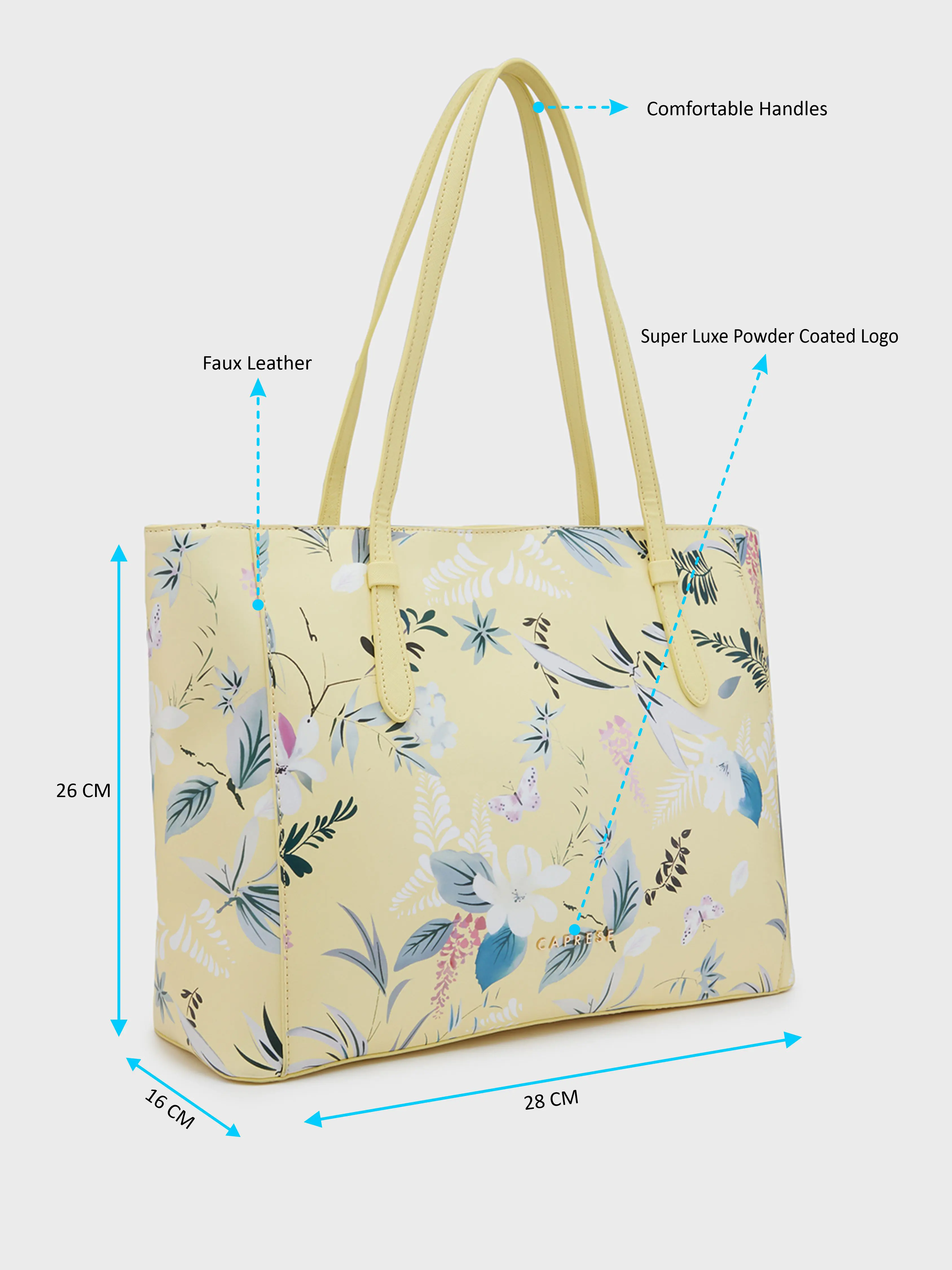 Caprese Gemma Floral Printed Large Yellow Tote Bag - Image 5