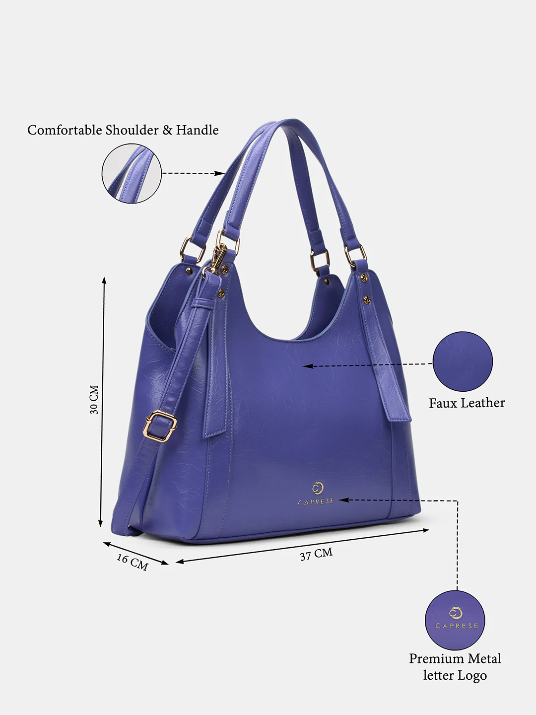 Caprese  Geneva Medium Aura Indigo Hobo Bag - Image 8