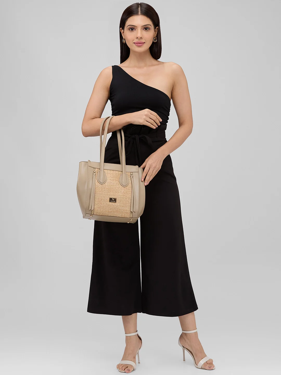 Caprese Georgia Medium Beige Satchel Bag - Image 3