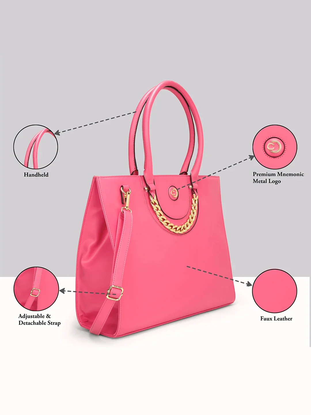 Caprese Giaa Large Fuchsia Laptop Tote Bag - Image 3
