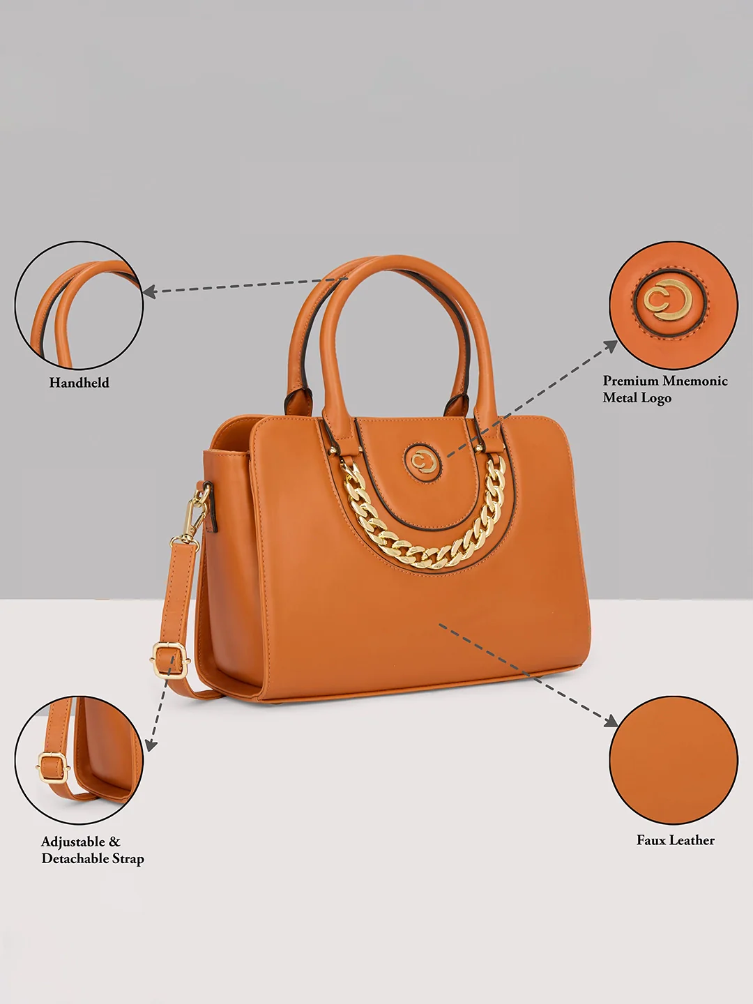 Caprese Giaa Medium Tan Satchel Bag - Image 3