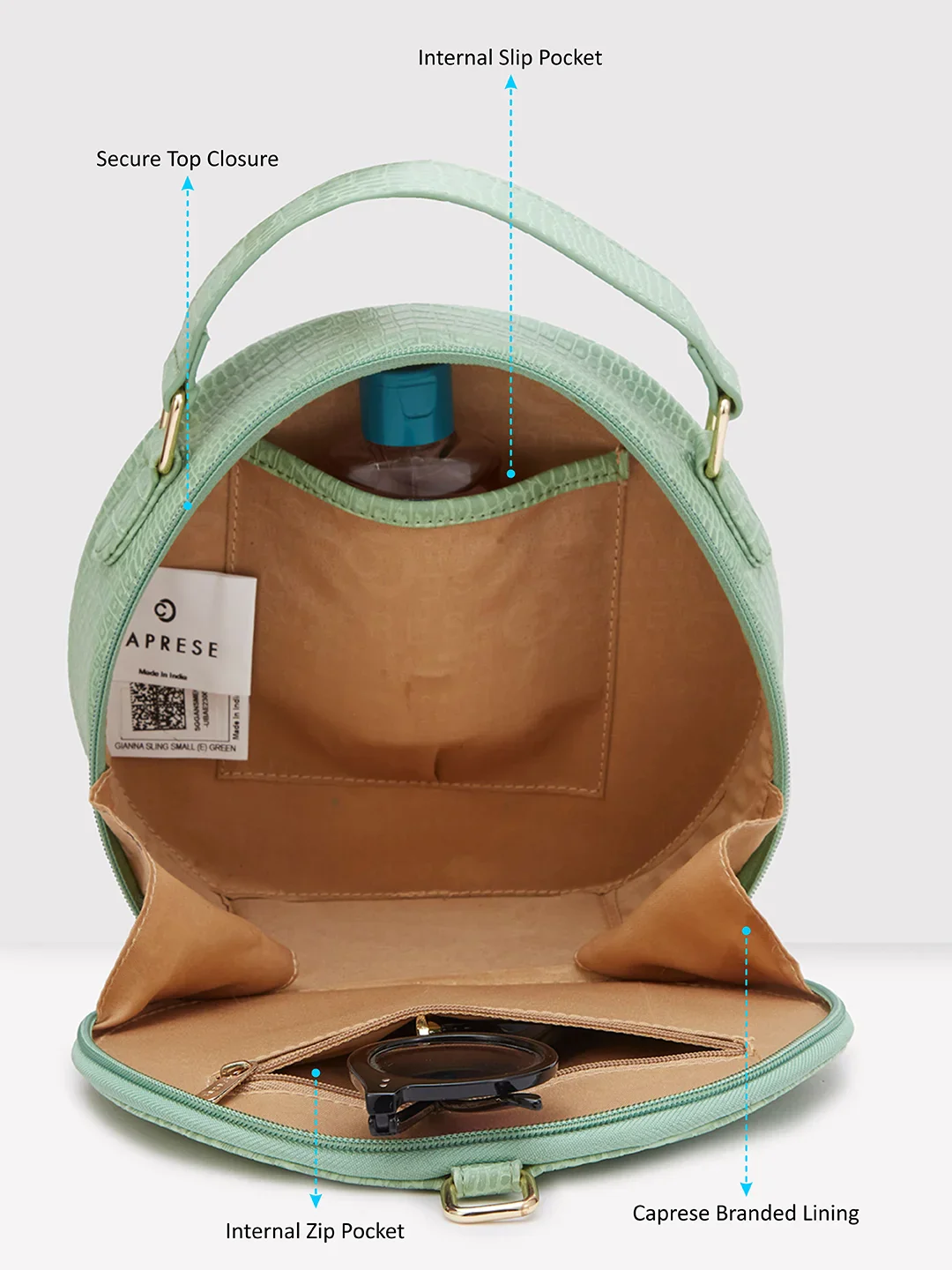 Caprese Gianna Small (E) Green Sling Bag - Image 8