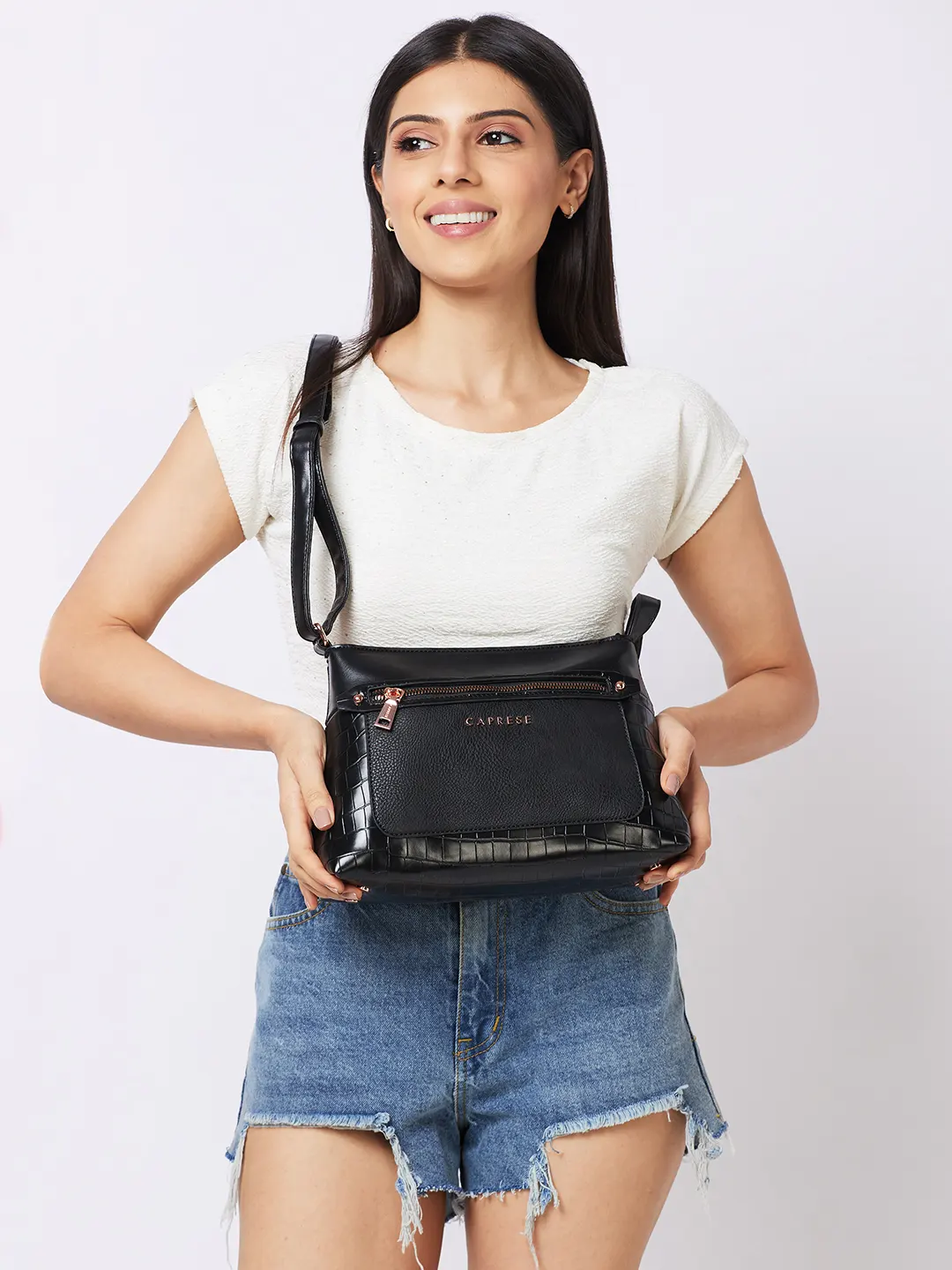 Caprese Gigi Medium Black Sling Bag - Image 3
