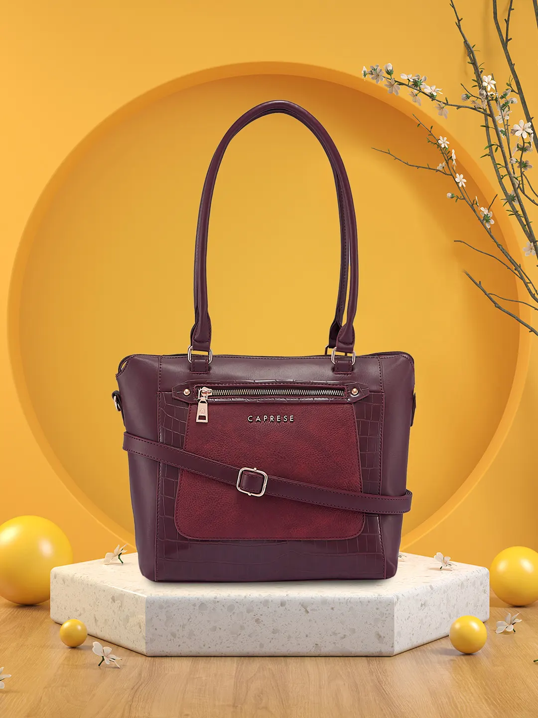 Caprese Gigi Large Bordeaux Tote Bag - Image 2