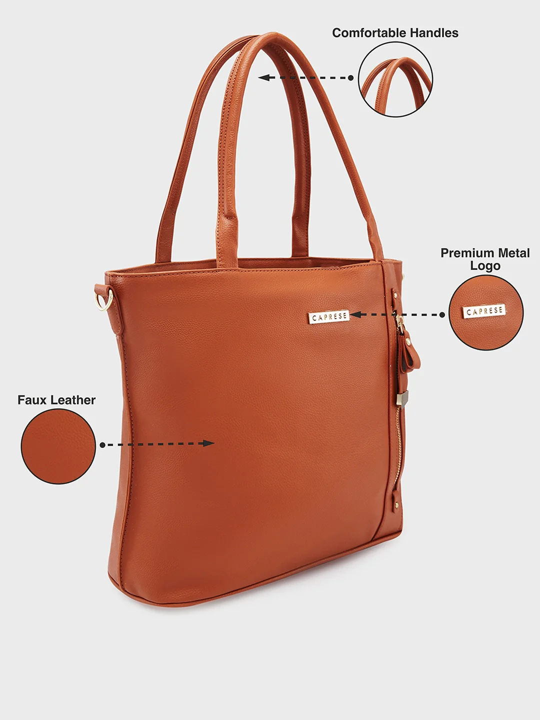 Caprese Gladys Medium Tan Tote Bag - Image 6