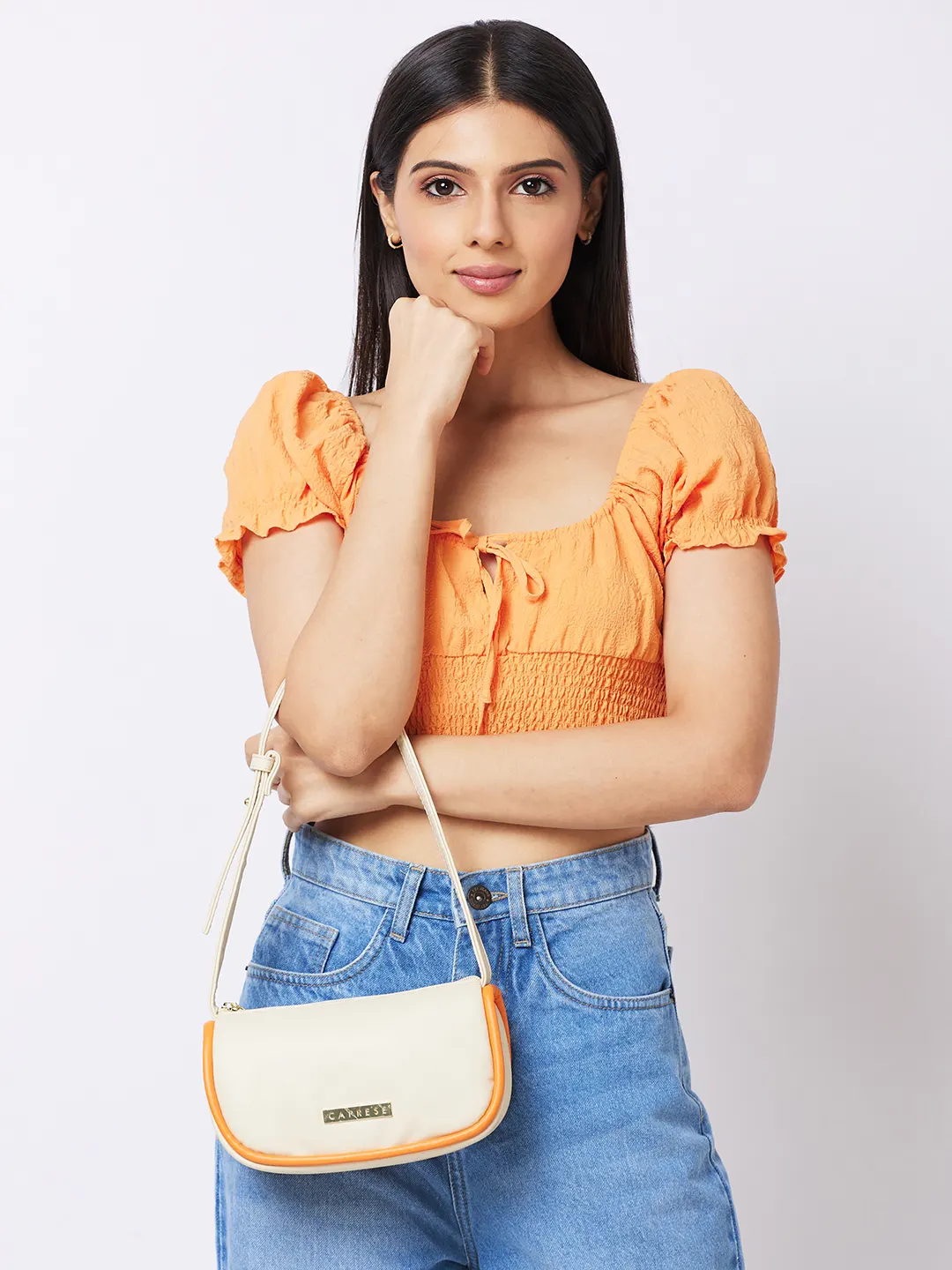 Caprese Gracie Medium Cream Baguette Bag - Image 13