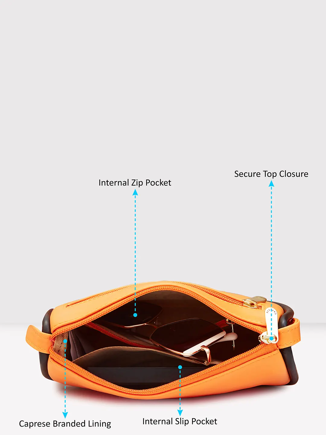 Caprese Gracie Medium Orange Baguette Bag - Image 9