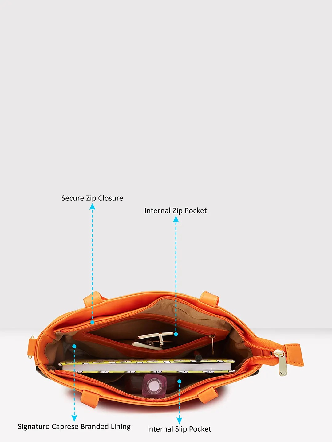 Caprese Gracie Medium Orange Satchel Bag - Image 9