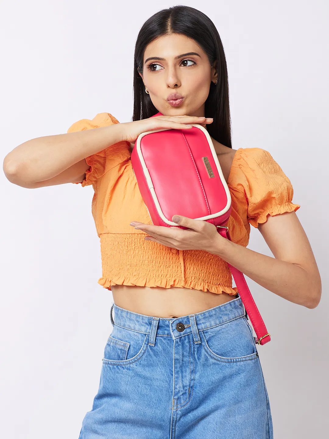 Caprese Gracie Medium Magenta Sling Bag - Image 13