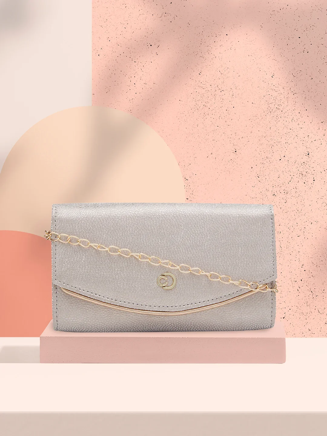 Caprese Gretchen Medium Gold Flapover Clutch - Image 3