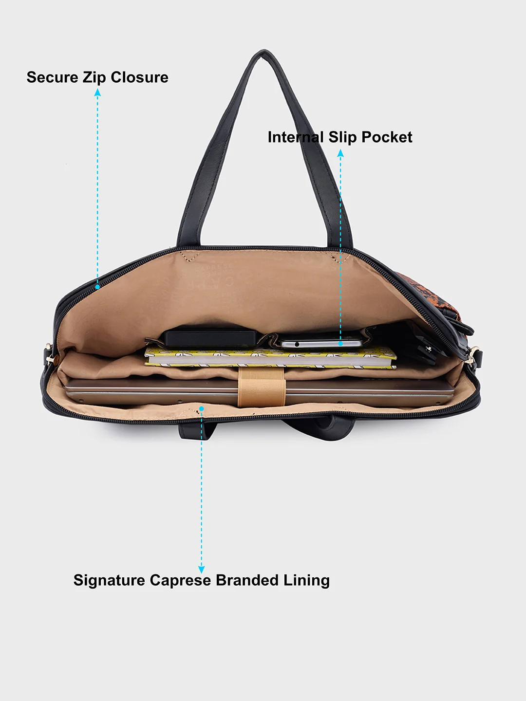 Caprese Gypsy Large Black Laptop Bag - Image 8