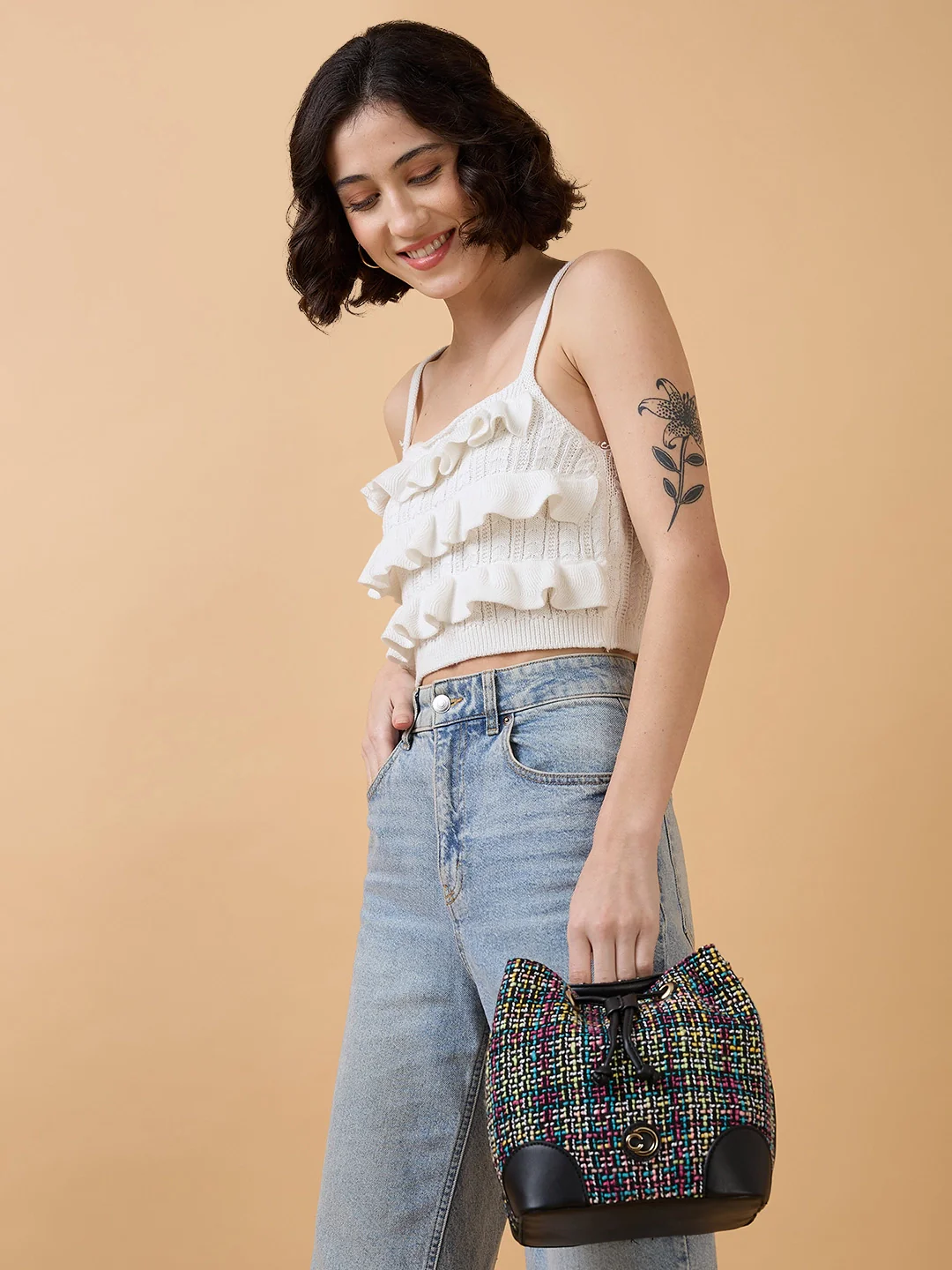 Caprese Harmonee Medium Black Sling Bag - Image 2