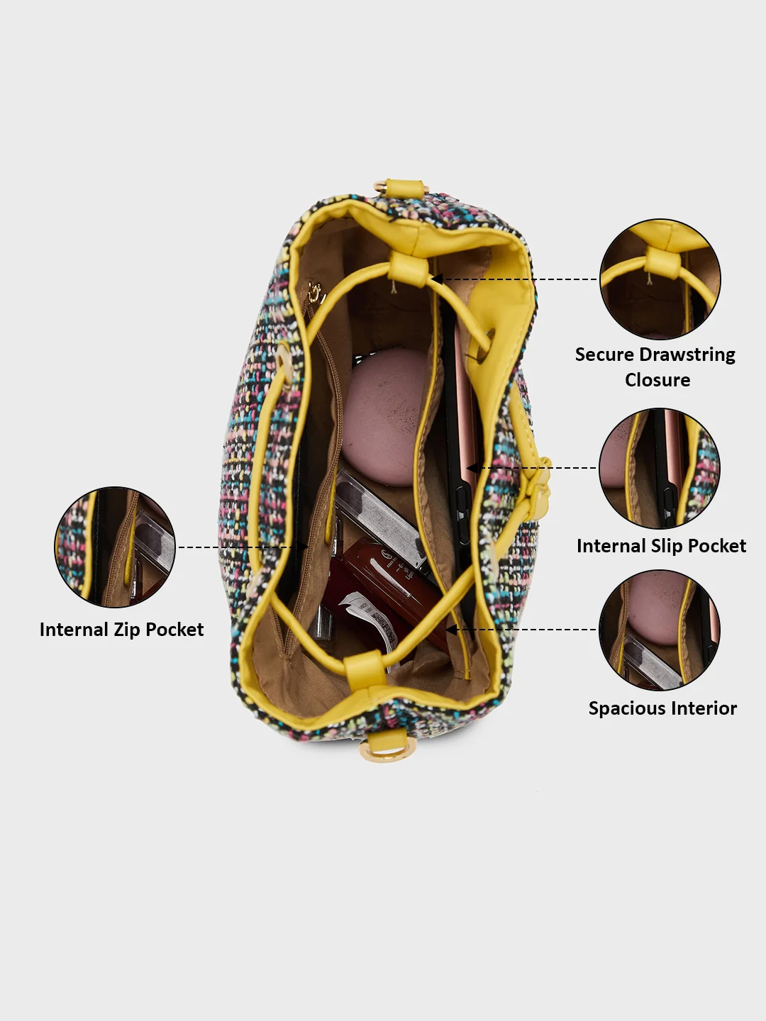 Caprese Harmonee Medium Yellow Sling Bag - Image 5