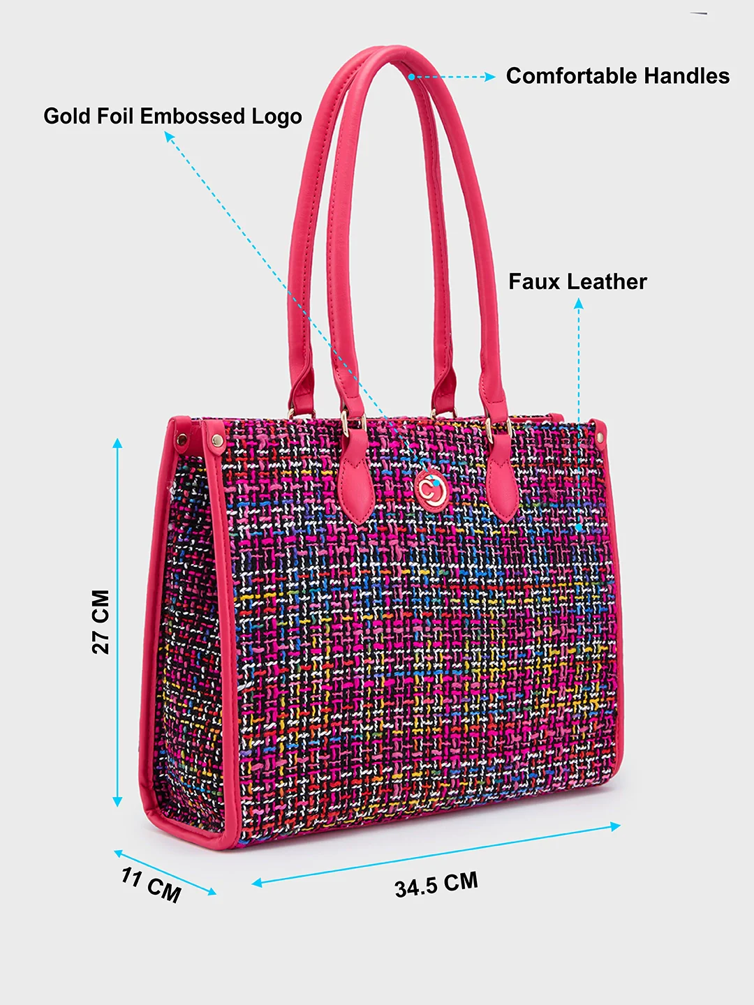 Caprese Harmonee Large Fuchsia Tote Bag - Image 7