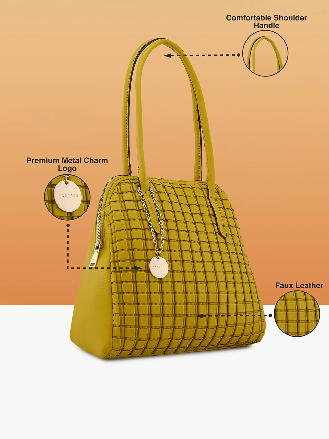 Caprese Havana Large Pastel Yellow Satchel Bag - Image 3