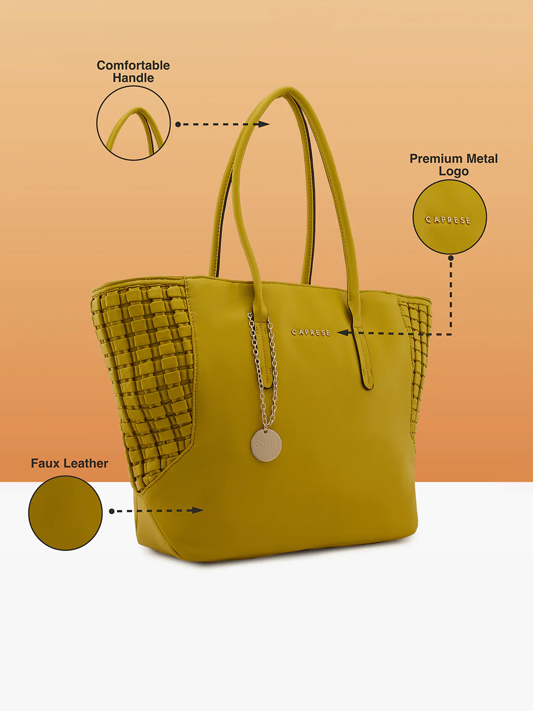 Caprese Havana Large Pastel Yellow Tote Bag - Image 3