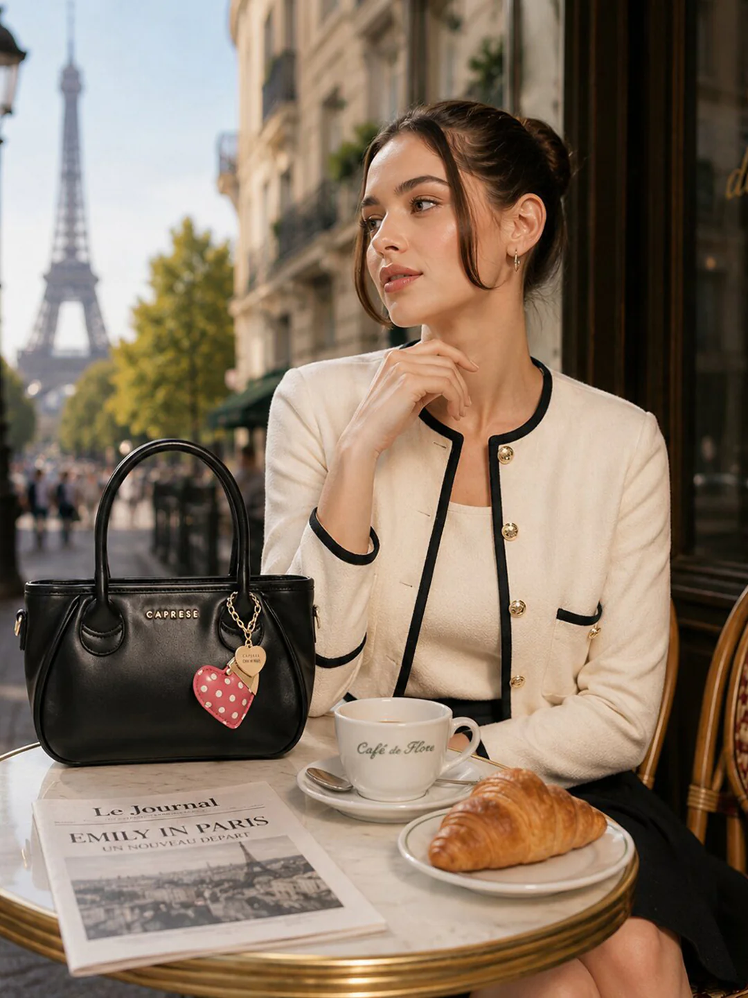 Caprese Hearty Medium Black Satchel Bag