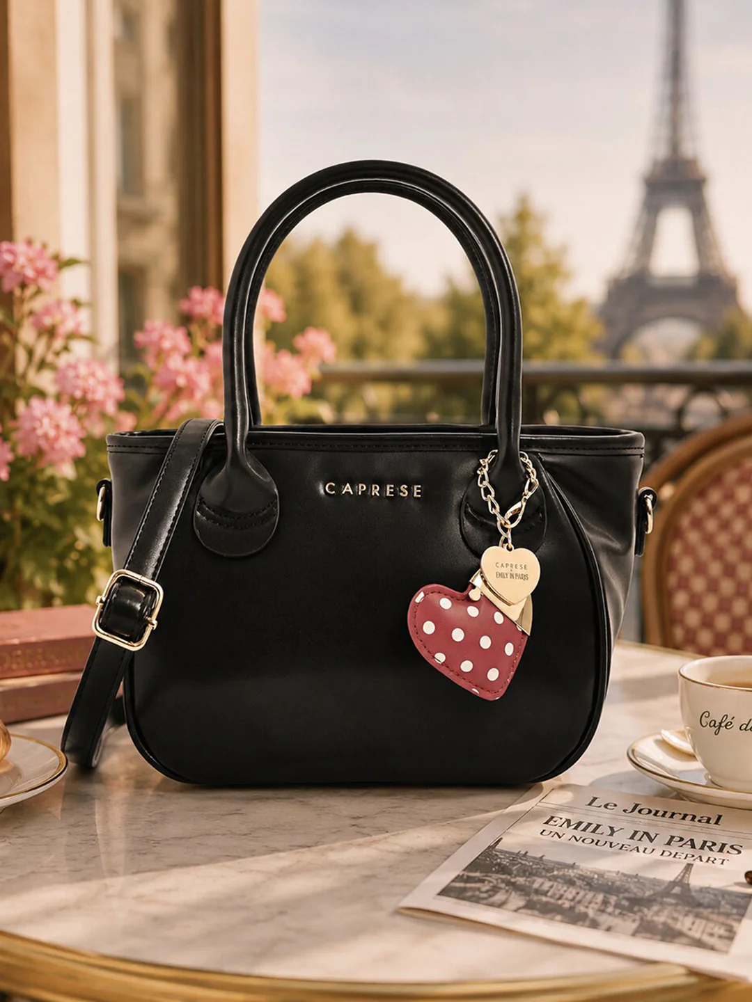 Caprese Hearty Medium Black Satchel Bag - Image 7