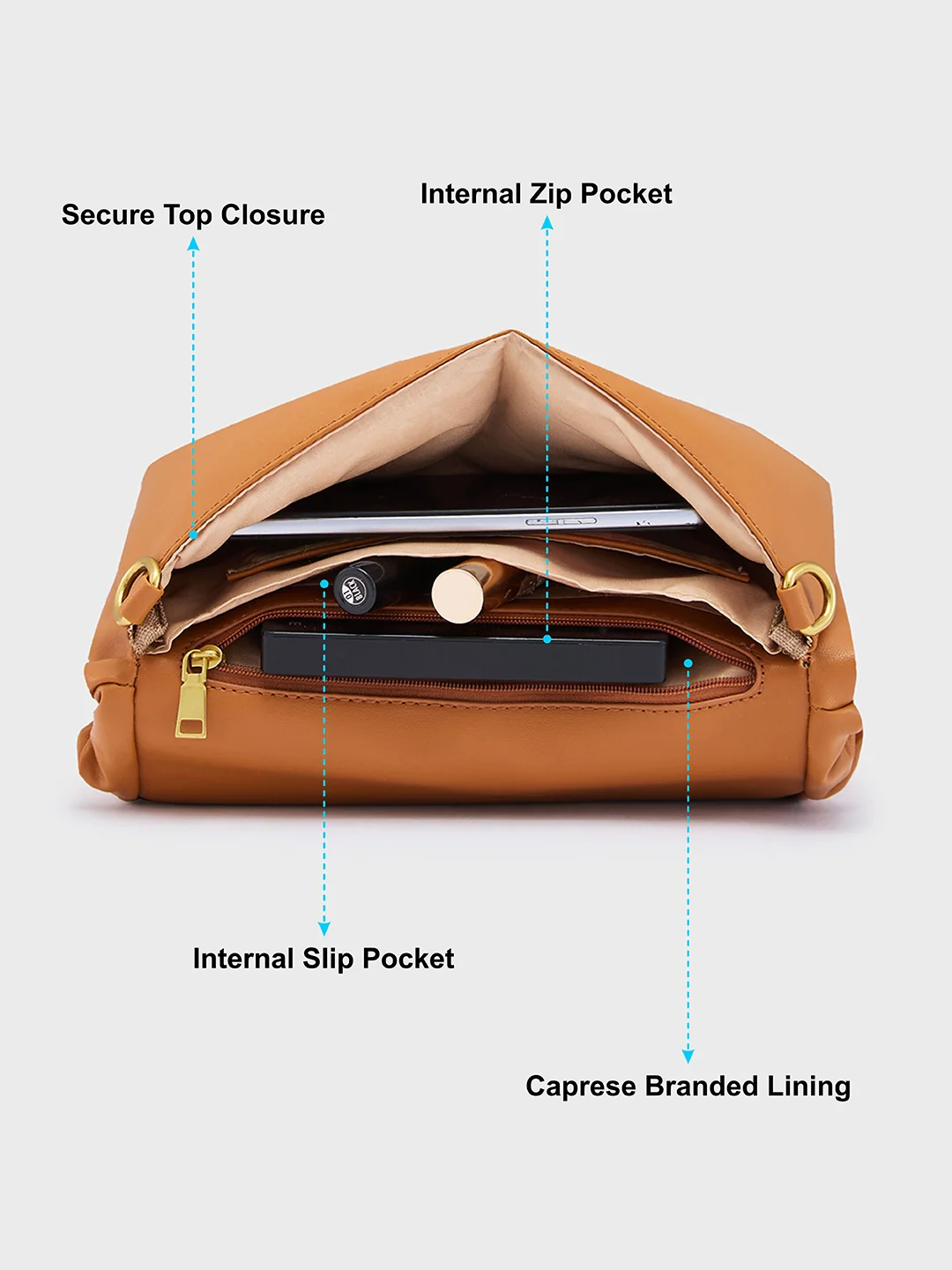 Caprese Heidi Medium Tan Sling Bag - Image 8