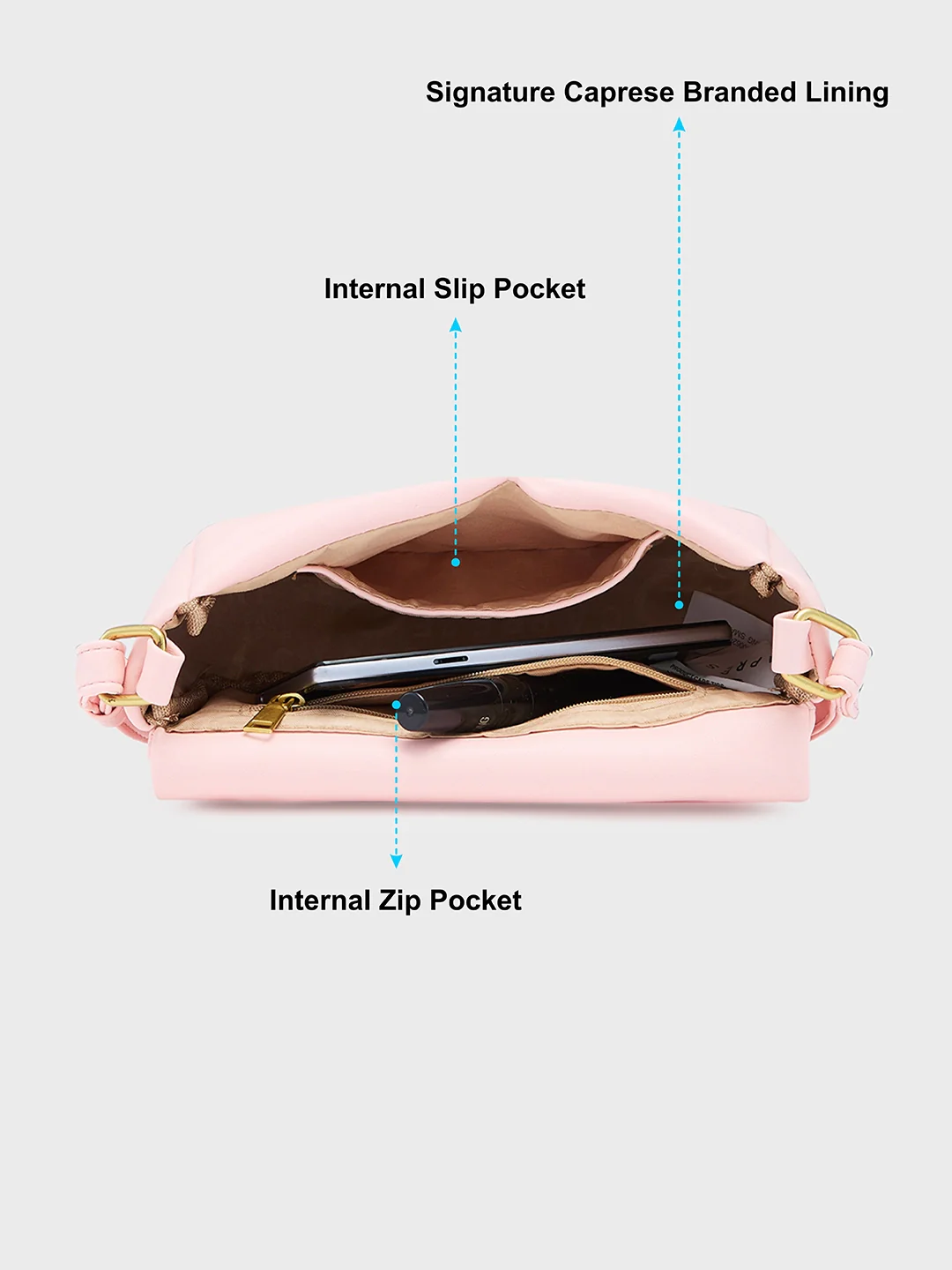Caprese Heidi Small Blush Sling Bag - Image 8