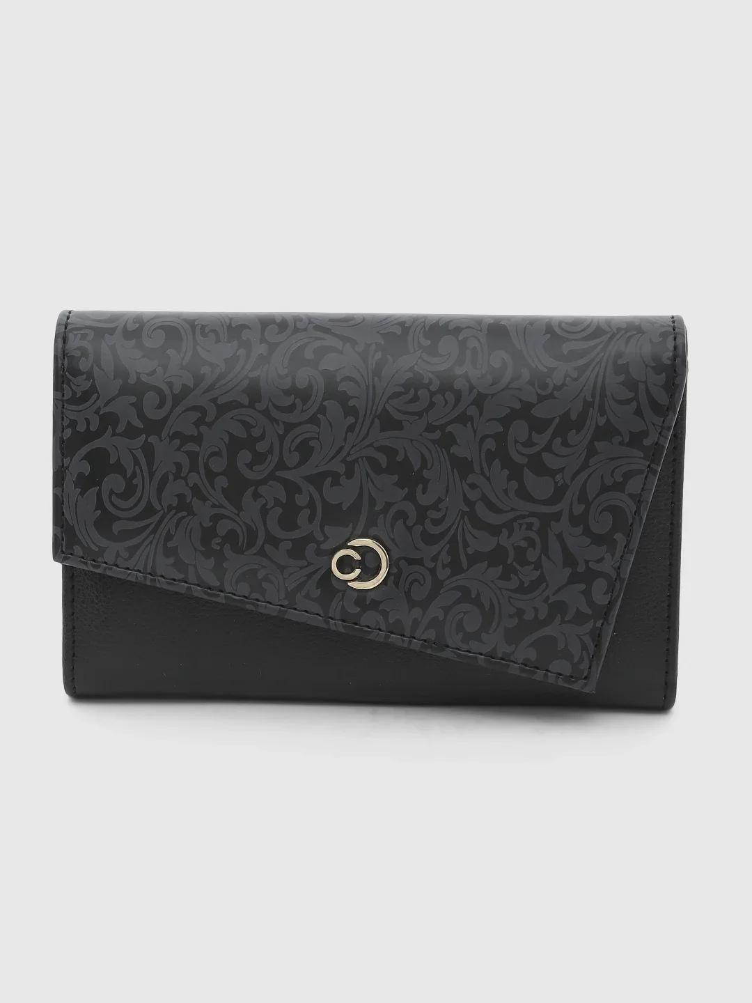Caprese Helene Large Black Flapover Wallet