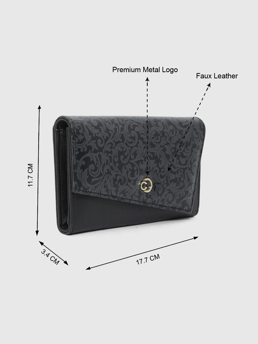 Caprese Helene Large Black Flapover Wallet - Image 9