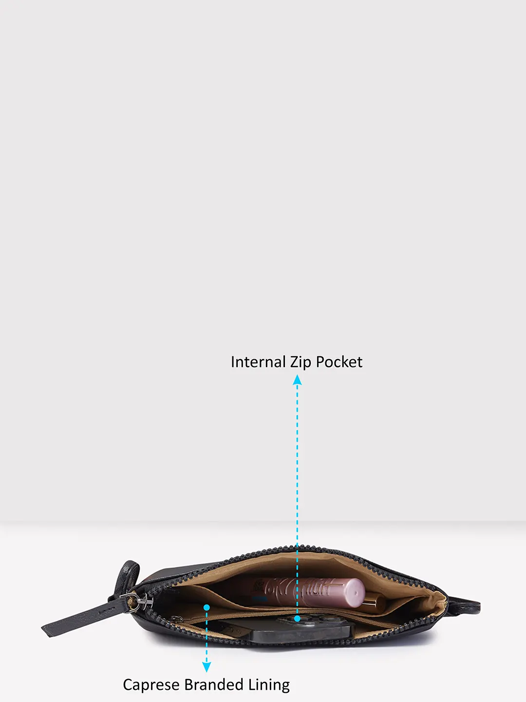 Caprese Indi Medium Black Sling Bag - Image 10