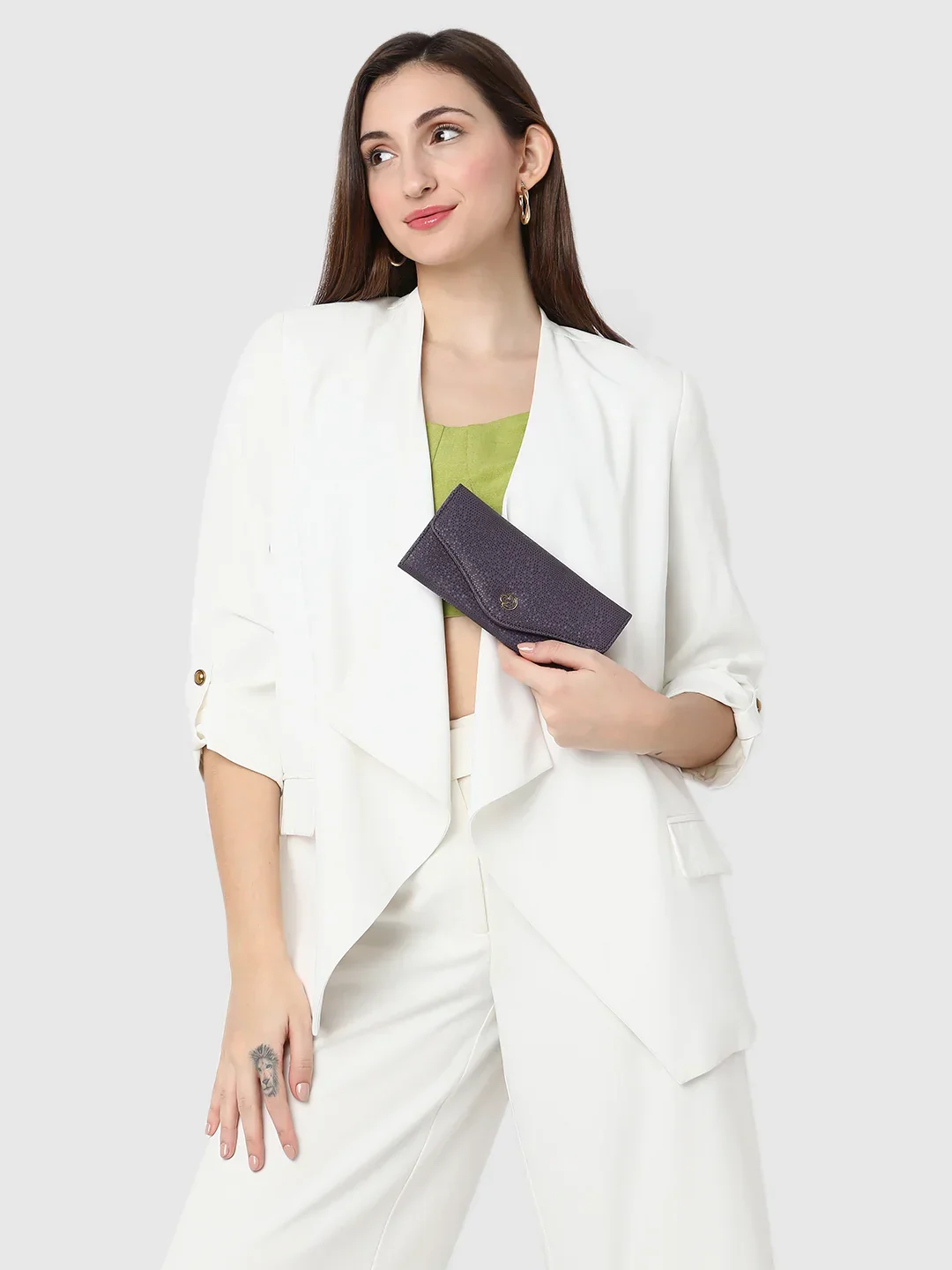 Caprese Ingrid Large Plum Flapover Wallet - Image 3