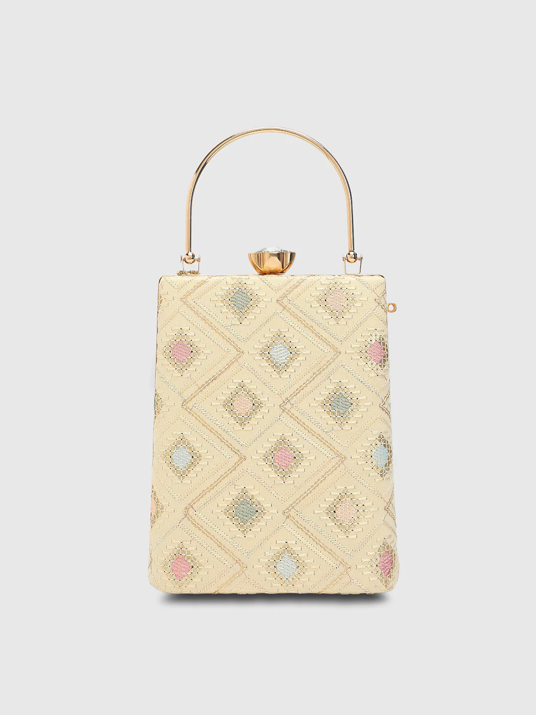 Caprese Isa Medium Cream Embroidered Clutch Bag - Image 5