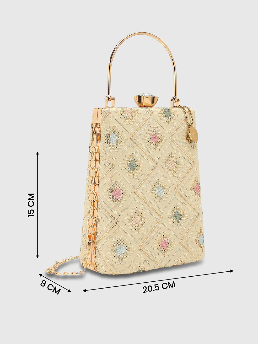 Caprese Isa Medium Cream Embroidered Clutch Bag - Image 6