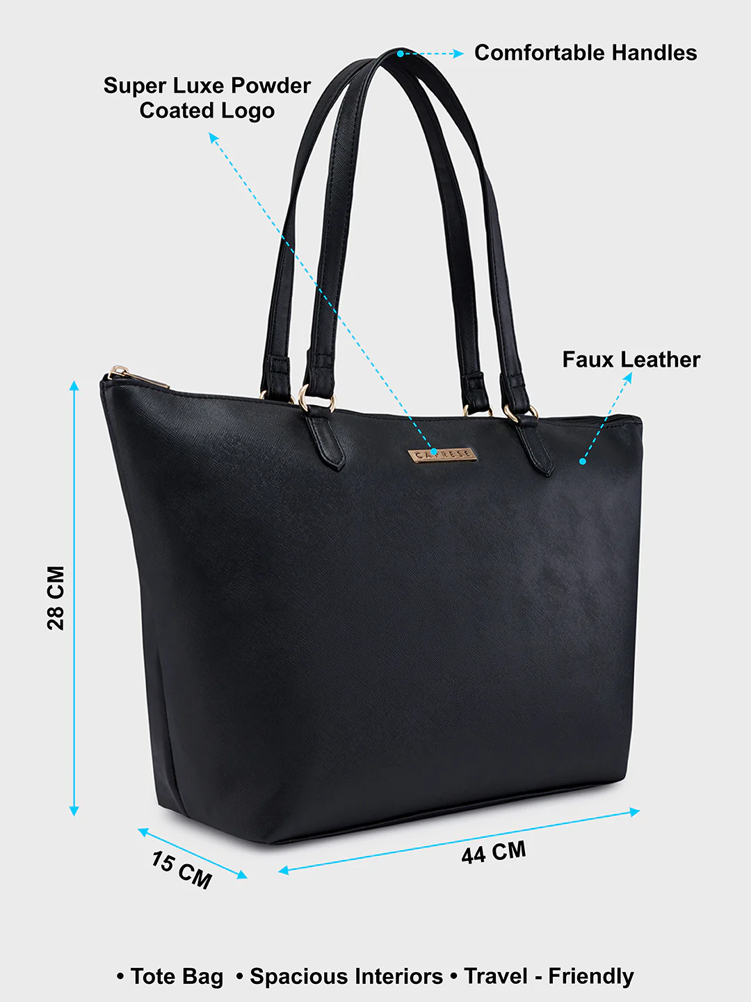 Caprese Ivis Large Black Tote Bag - Image 7