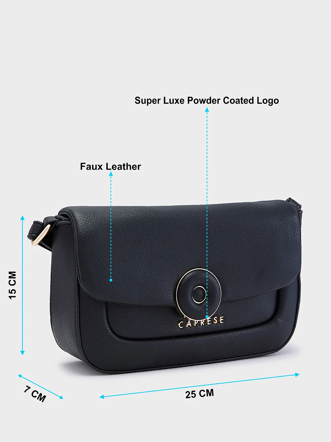 Caprese Jackie Small Black Sling Bag - Image 7