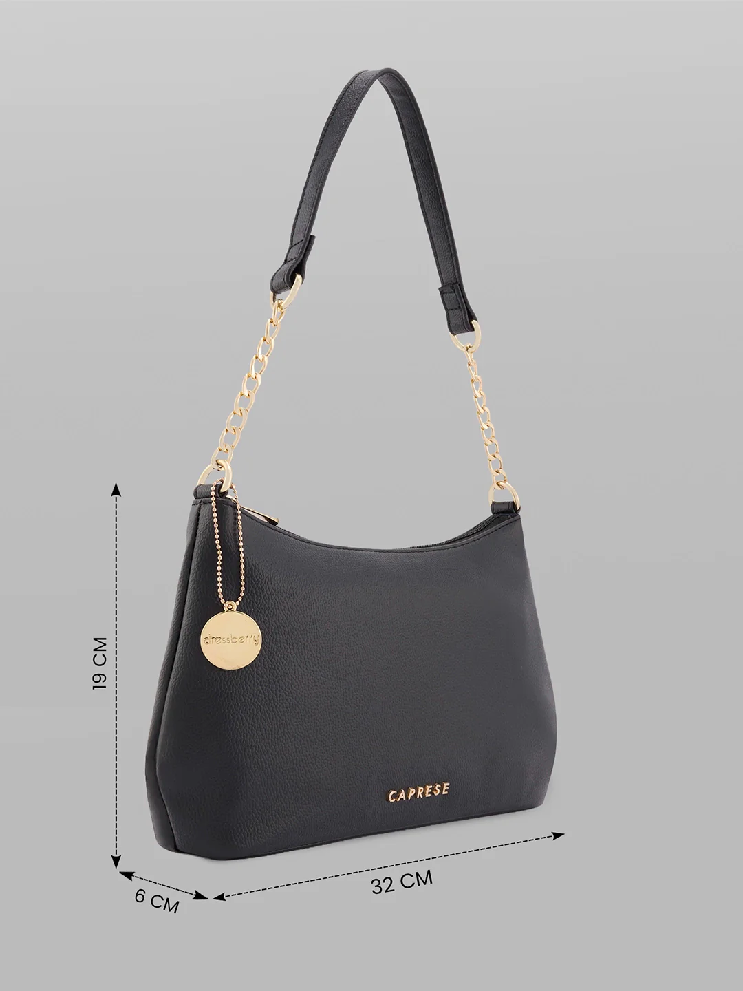Caprese Jaime Medium Black Baguette Bag - Image 4
