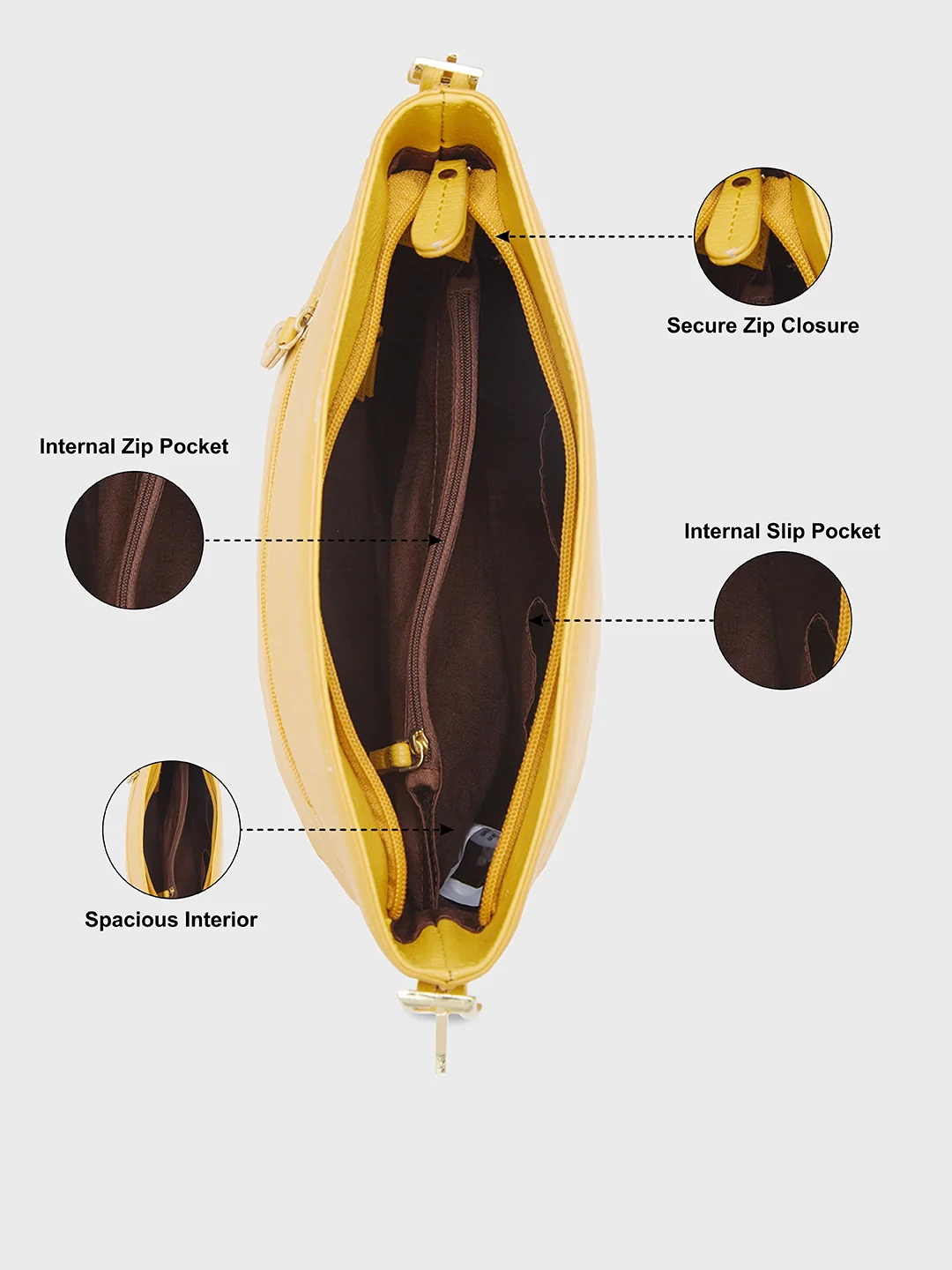 Caprese Janet Large Ocher Sling Bag - Image 7