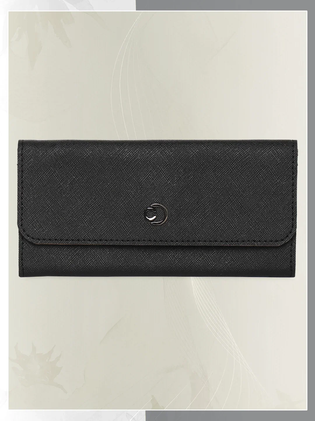 Caprese Janne Medium Black Flapover Wallet - Image 3