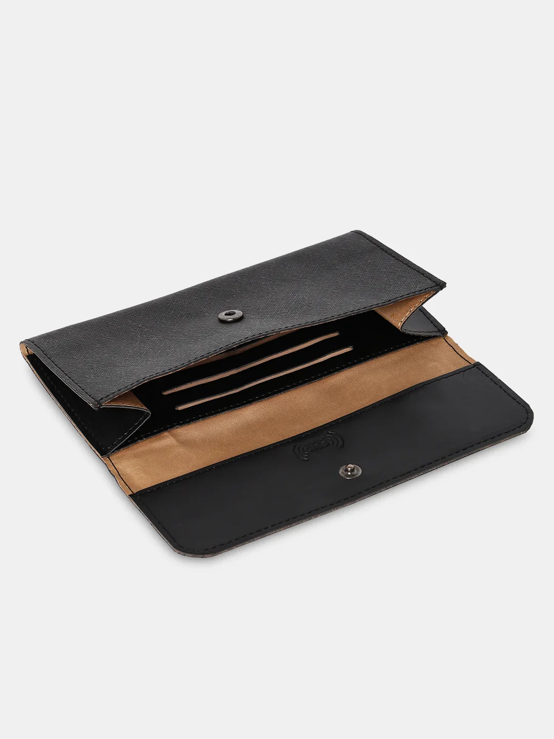 Caprese Janne Medium Black Flapover Wallet - Image 9
