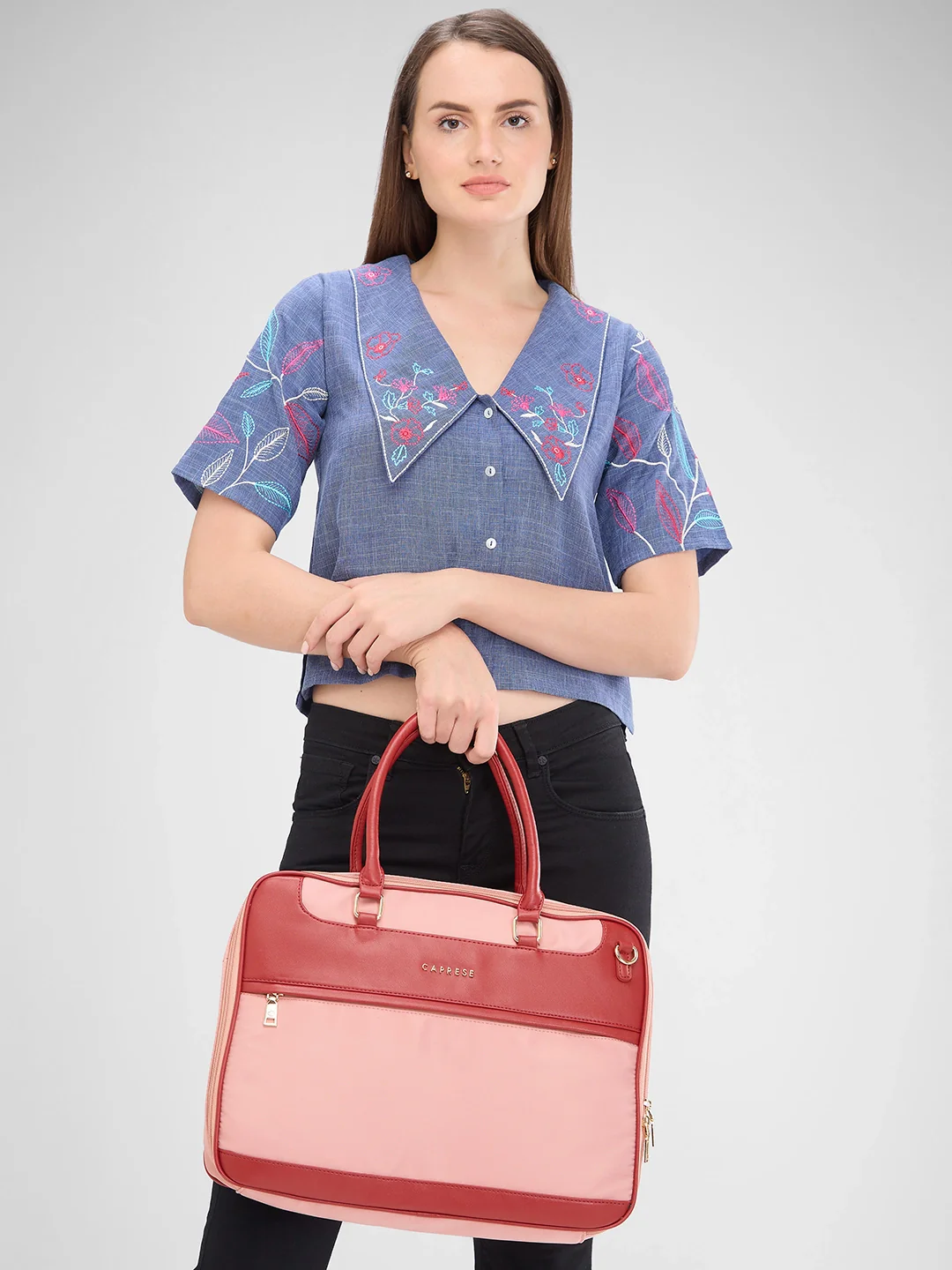 Caprese Jasper Large Light Pink Laptop Bag - Image 12