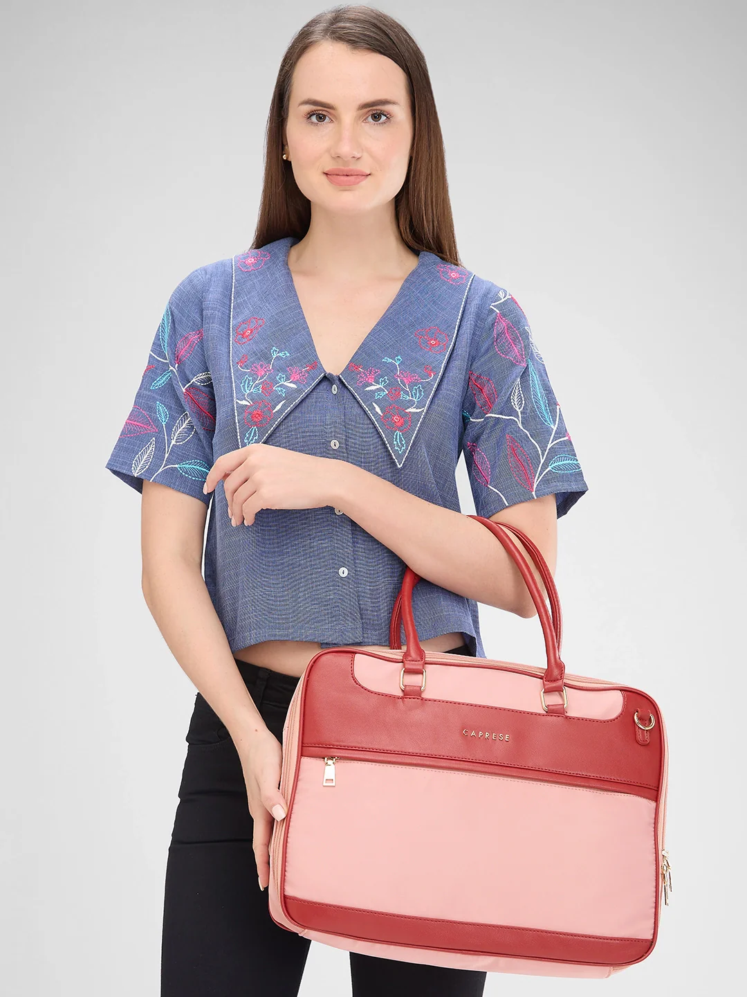 Caprese Jasper Large Light Pink Laptop Bag - Image 13